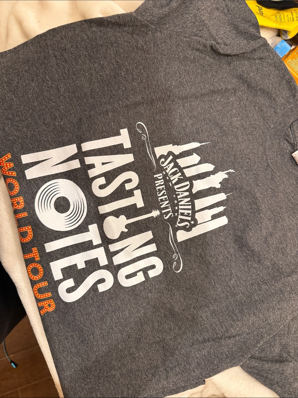 Jack Daniels Gray Kids Tasting Notes Graphic Tee with White & Orange Print